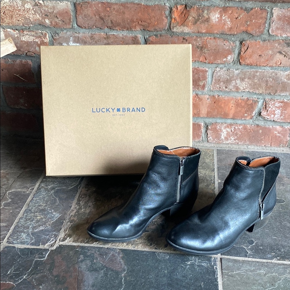 Lucky Brand Black Ankle Booties Sleek Design